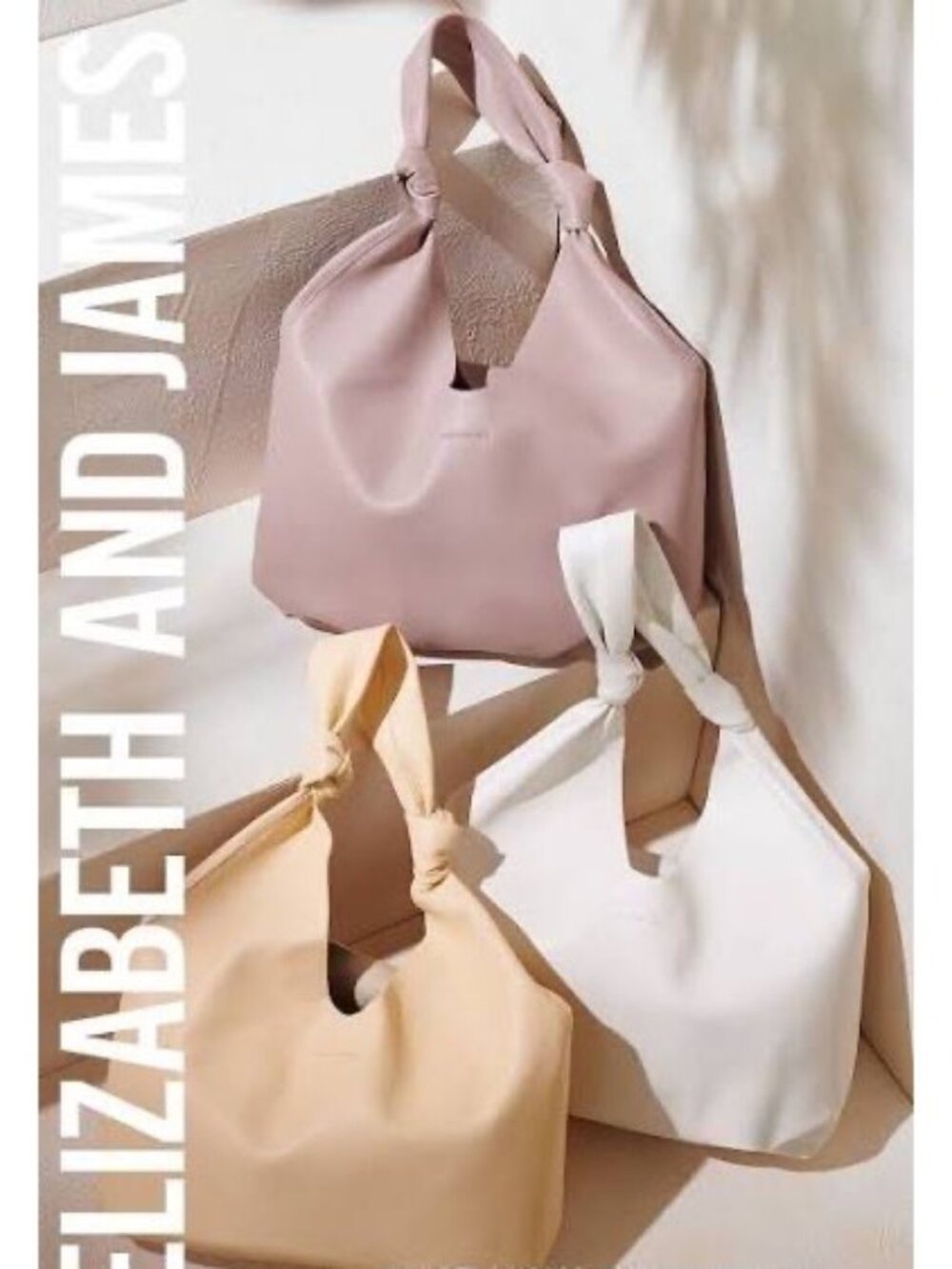 Elizabeth & James Vegan Leather Hobo Bag Cream One Size Minimalist Neutral Boho